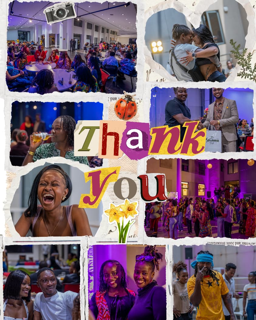 Collage of guests dancing, laughing and celebrating at The Social Tribe Party, with the words Thank you